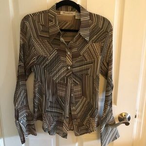 Green,brown, beige stretchy blouse